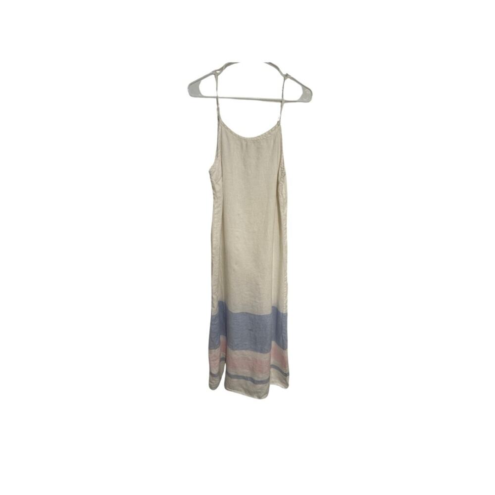 C&C California Cream Maxi Dress with Blue and Pink Stripes